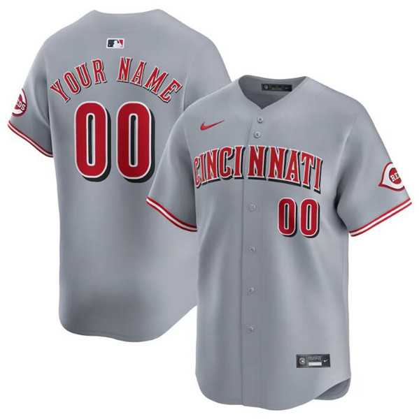 Mens Cincinnati Reds Active Player Custom Gray Away Limited Baseball Stitched Jersey->customized mlb jersey->Custom Jersey